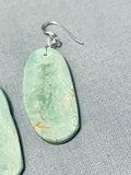 Native American Gorgeous Santo Domingo Green Turquoise Sterling Silver Earrings-Nativo Arts