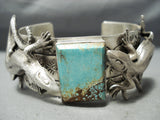 Fantastic Navajo 8 Turquoise Sterling Silver Gekkos Bracelet Native American-Nativo Arts