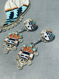 One Of Most Intricate Ever Vintage Native American Zuni Turquoise Inlay Sterling Silver Necklace-Nativo Arts