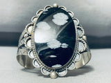 One Of The Best Vintage Native American Navajo Snowflake Obsidian Sterling Silver Bracelet-Nativo Arts