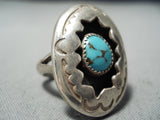 Amazing Vintage Native American Navajo Pillow Sterling Silver Turquoise Ring-Nativo Arts