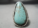 Quality Vintage Native American Navajo Tear Of Joy Sterling Silver Turquoise Ring-Nativo Arts