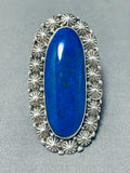 Important Biggest Vintage Native American Navajo Ben Begaye (d) Lapis Sterling Silver Ring-Nativo Arts