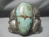 Opulent Vintage Native American Navajo Royston Turquoise Flank Sterling Silver Bracelet Old-Nativo Arts
