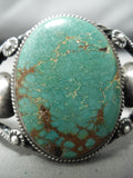 Early Huge Vintage Native American Navajo Royston Turquoise Coiled Sterling Silver Bracelet-Nativo Arts