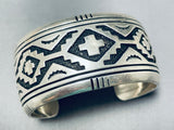 Authentic Vintage Native American Navajo Thomas Singer Sterling Silver Rug Bracelet-Nativo Arts