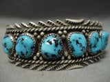 Richard Begay Vintage Native American Navajo Blue Turquoise Sterling Silver Bracelet-Nativo Arts
