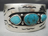 Important Vintage Native American Navajo Roy Vandever Turquoise Sterling Silver Bracelet Old-Nativo Arts
