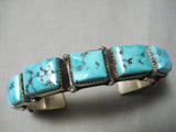 Superior Vintage Native American Navajo Segment Turquoise Sterling Silver Bracelet Old-Nativo Arts