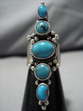 Exquisite Vintage Native American Navajo Turquoise Sterling Silver Mane Thompson Ring Old-Nativo Arts
