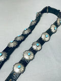 Spectacular Vintage Native American Navajo Old Kingman Turquoise Sterling Silver Concho Belt-Nativo Arts