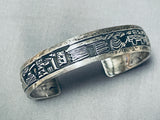Tommy Joe Vintage Signed Native American Navajo Sterling Silver Storyteller Bracelet-Nativo Arts
