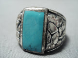 Tremendous Native American Navajo Kingman Turquoise Sterling Silver Huge Ring-Nativo Arts