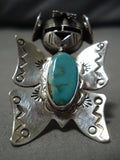 Important Nel Morton Kachina Native American Navajo Sterling Silver Turquoise Ring-Nativo Arts