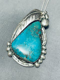 Mesmerizing Vintage Native American Navajo Old Kingman Turquoise Sterling Silver Necklace-Nativo Arts