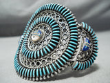 Native American One Of The Best Vintage Zuni Turquoise Inlay Sterling Silver Bracelet-Nativo Arts