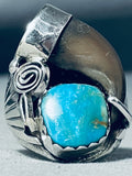 Massive Bear Native American Navajo Turquoise Sterling Silver Swirl Ring-Nativo Arts