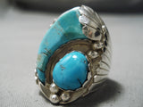 Superior Vintage Navajo Huge Turquoise Sterling Silver Native American Ring-Nativo Arts