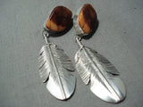 Dynamic Navajo Spiny Oyster Sterling Silver Earrings Native American-Nativo Arts