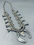 Authentic Vintage Native American Navajo Turquoise Sterling Silver Squash Blossom Necklace-Nativo Arts