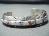 Exceptional Navajo Native American White Buffalo Sterling Silver Bracelet-Nativo Arts