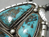 One Of The Biggest Best Vintage Native American Navajo Bisbee Turquoise Sterling Silver Necklace-Nativo Arts