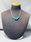 Native American Unique Vintage Santo Domingo Gilbert Turquoise Heishi Sterling Silver Necklace-Nativo Arts