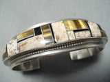 Impressive Zuni Native American Inlay Tiger Eye Jet Sterling Silver Bracelet-Nativo Arts