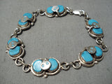 Incredible Vintage Native American Zuni Kingman Turquoise Sterling Silver Snake Bracelet Old-Nativo Arts