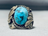 Captivating Vintage Native American Navajo Blue Diamond Turquoise Sterling Silver Ring-Nativo Arts