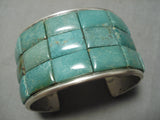 Native American Colossal Stone To Stone Inlay Green Turquoise Sterling Silver Bracelet-Nativo Arts