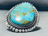 Monstrous Native American Navajo #8 Turquoise Sterling Silver Heavy Ring-Nativo Arts