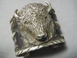 So Heavy Huge Native American Navajo Buffalo Sterling Silver Bracelet-Nativo Arts
