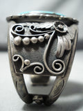 Vivid Museum Vintage Native American Navajo Morenci Turquoise Sterling Silver Bracelet-Nativo Arts