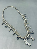 Marvelous Vintage Native American Navajo Morenci Turquoise Sterling Silver Squash Necklace-Nativo Arts
