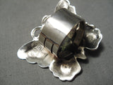 Native American Huge Butterfly Love Vintage Navajo Turquoise Sterling Silver Ring Old-Nativo Arts