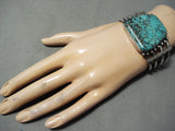 Museum Vintage Native American Navajo Morenci Turquoise Sterling Silver Bracelet Old-Nativo Arts
