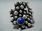 Amazing Navajo Lapis Sterling Silver Ring Native American Old-Nativo Arts