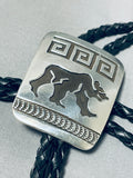 Tremendous Native American Navajo Sterling Silver Bear Bolo Signed-Nativo Arts