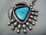 Native American Important Sam Lovato Vintage Santo Domingo Turquoise Sterling Silver Necklace-Nativo Arts