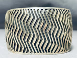Precise Elevated Detail Native American Navajo Sterling Silver Zig Zag Wide Bracelet-Nativo Arts