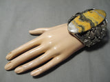 Best Navajo Bumble Bee Stone Sterling Silver Leaves Bracelet Native American-Nativo Arts