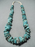 Superb Vintage Native American Navajo Kingman & Royston Turquoise Sterling Silver Necklace Old-Nativo Arts