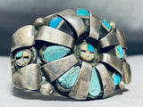 Most Unique Vintage Native American Zuni Turquoise Face Sterling Silver Bracelet-Nativo Arts