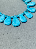 Native American Sensational Vintage Santo Domingo 15 Turquoise Teardrop Necklace-Nativo Arts