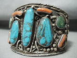 Massive Vintage Native American Navajo Blue Diamond Turquoise Sterling Silver Bracelet-Nativo Arts
