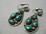 Beautiful Vintage Native American Navajo Malachite Sterling Silver Earrings Old-Nativo Arts