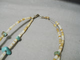 Rare Early Hand Drilled Heishi Vintage Native American Navajo Turquoise Sterling Silver Necklace-Nativo Arts