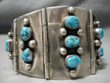 Best Vintage Native American Navajo Turquoise Sterling Silver Channel Link Bracelet Old-Nativo Arts
