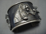 Magnificent Huge Bear Cuff Sterling Silver Bracelet Old-Nativo Arts